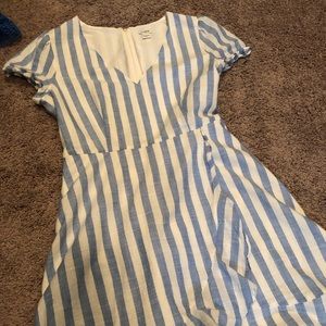 J. Crew blue and white striped flutter hem dress
